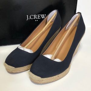 J.Crew Navy Blue Seville Canvas Espadrille Wedges